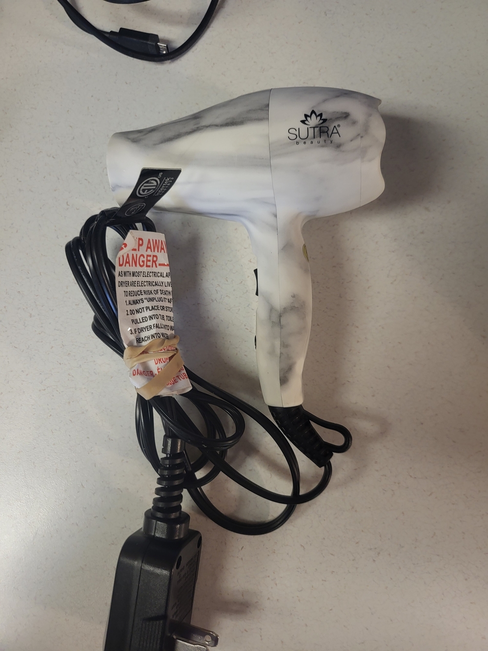 Sutra Beauty White Marble Travel Hair Dryer - Portable Styling Tool